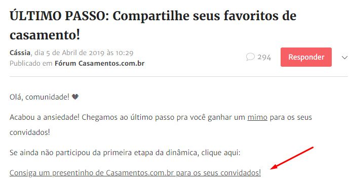 ÚLTIMO PASSO: Compartilhe seus favoritos de casamento! 1