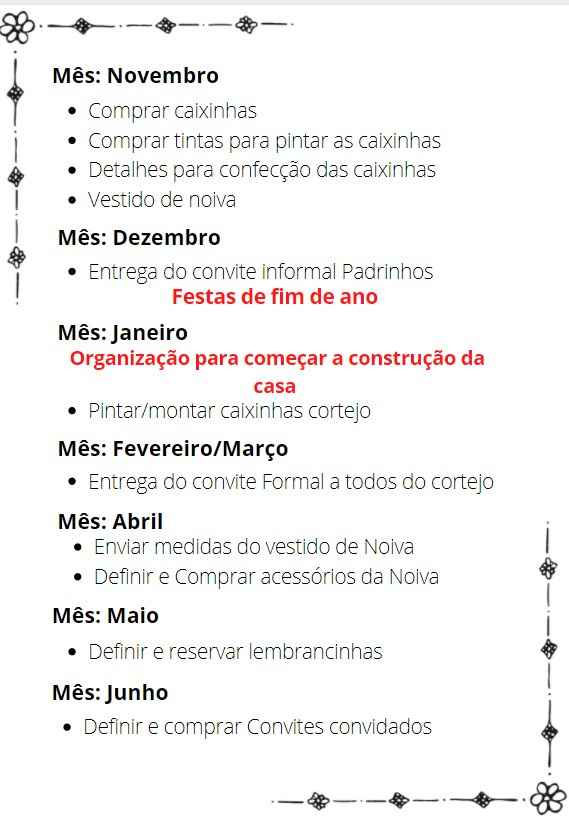 Cronograma mensal - 1