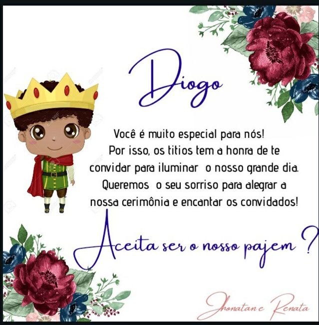 Convite para daminhas e pajens. 2
