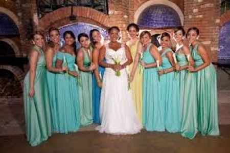 Vestido Madrinhas - Verde e Azul