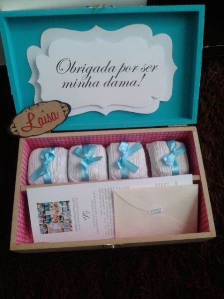Caixa convite azul tiffany madrinhas/damas! - 2