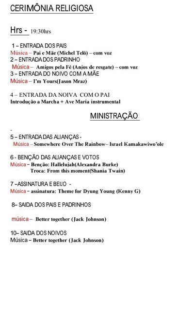 Músicas da cerimônia - 1