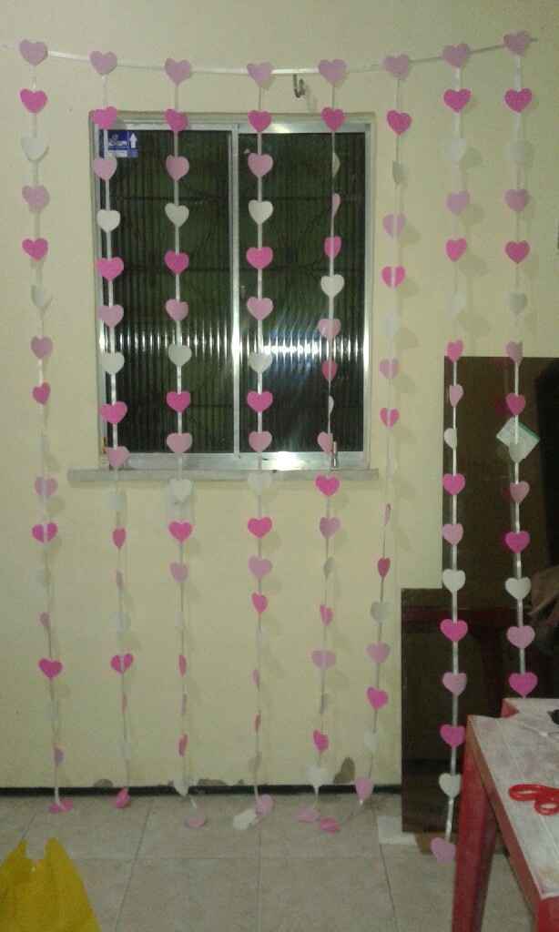 Minha cortina de coração para meu cha de panela #diy #chadepanela - 1