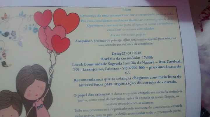 Convite oficial com as informações do casamento