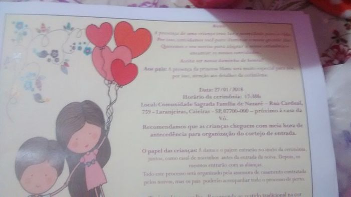 Convite oficial com as informações do casamento