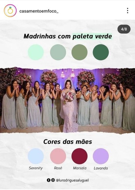 Minhas madrinhas vão usar o azul serenity e a minha mãe vi usar rosé. Minha sobra não quer usar rosa