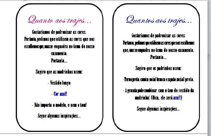 Quanto aos trajes
