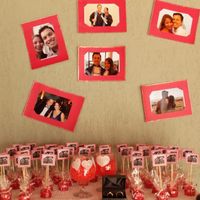 Mini mural de fotos e fruteira  com as lembrancinhas