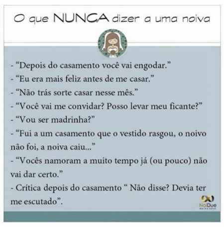 O que não dizer a uma noiva.