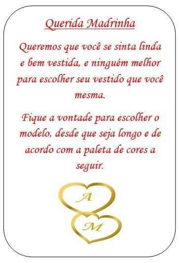 Instruções à madrinha