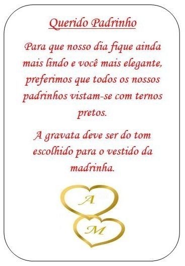Instruções ao padrinho