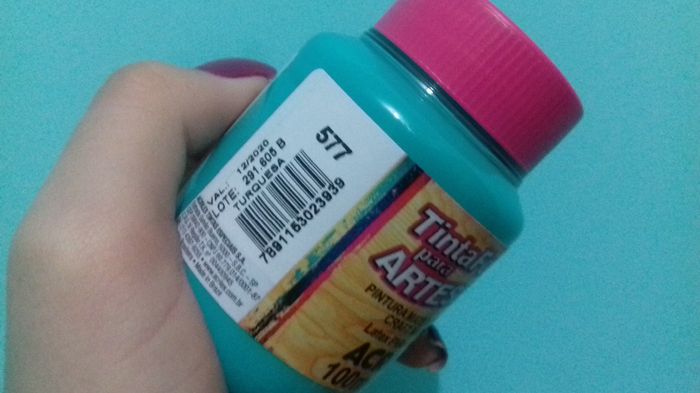 Tinta turquesa (Para chegar no tom, misturei com a branca)