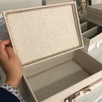 Compartilhando ideias, caixas mdf revestida em linho cru - 1