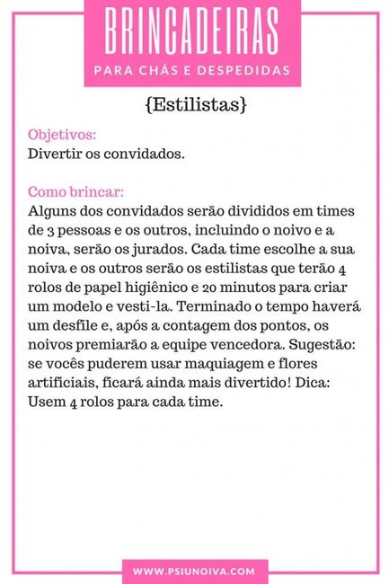 Brincadeiras para chá de lingerie ♡ 12