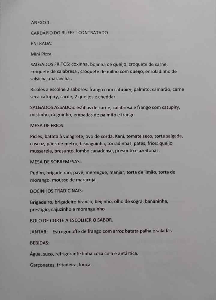 Buffet Cardápio 1