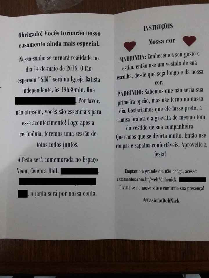 Convite todo aberto