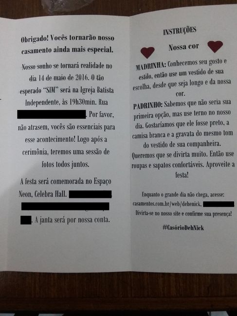 Convite todo aberto