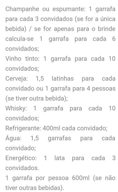  Cálculo de bebidas - 1