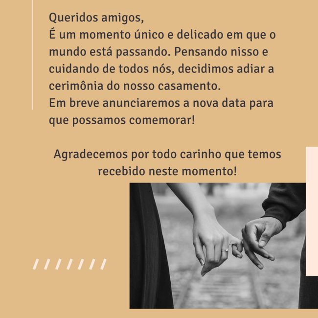 Comunicado de adiamento do casamento 1