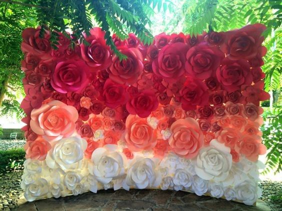 Painel com flores gigantes de papel... #help