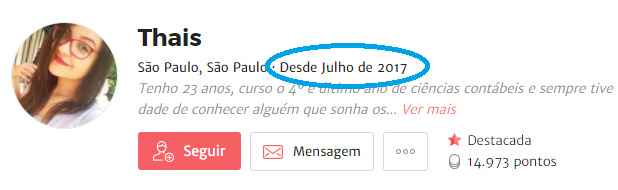 data do perfil
