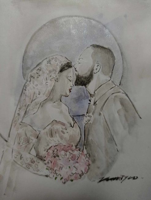Aquarelas e retratos ao vivo em casamentos 2