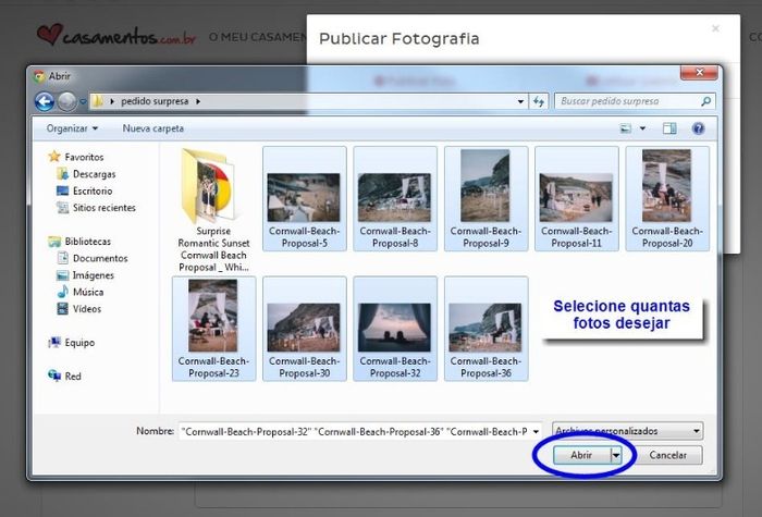 upload múltiplo de fotos