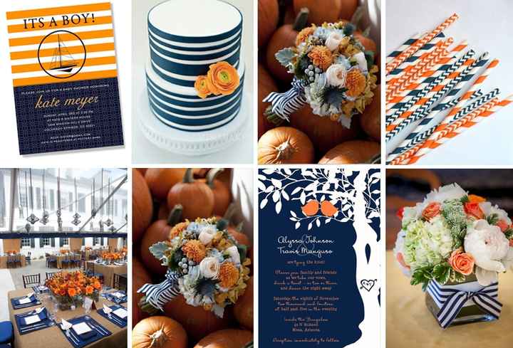 Azul Royal e Laranja ou Coral