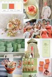 Verde  menta, coral e creme