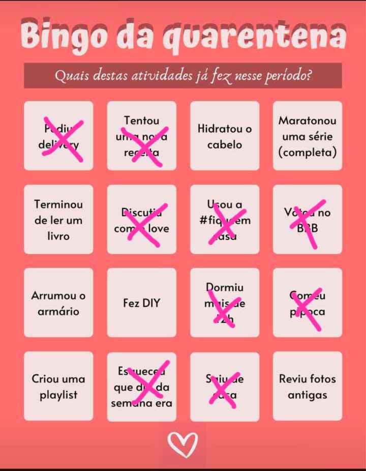 Bingo da quarentena: quem se atreve? #NoivasEmCasa - 1