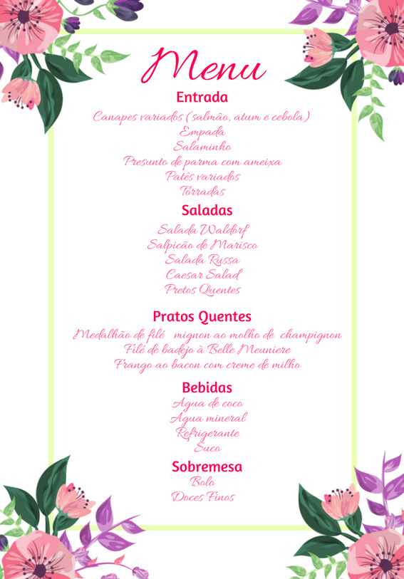 Menu wedding