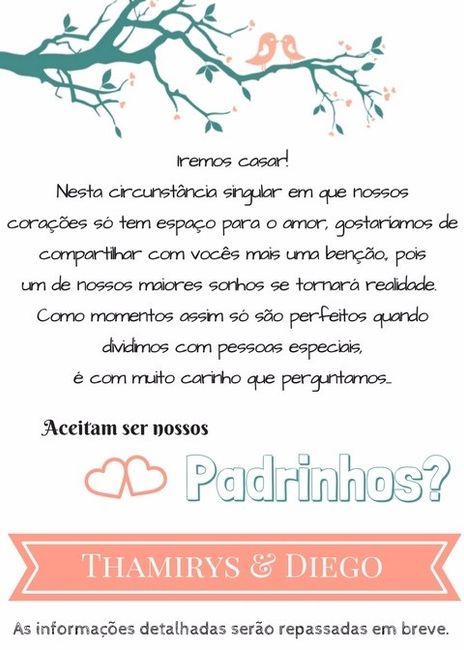 Convite para um casal de padrinhos: