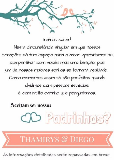 Convite para outro casal de padrinhos: