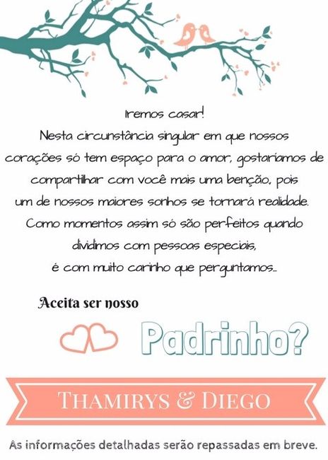 Convite para os padrinhos