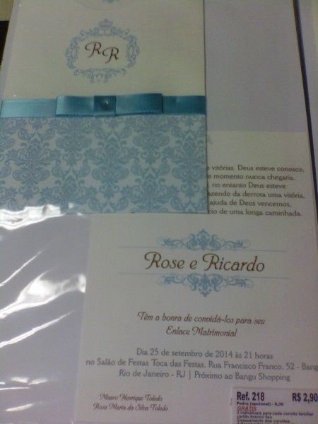 Meu convite de casamento!!