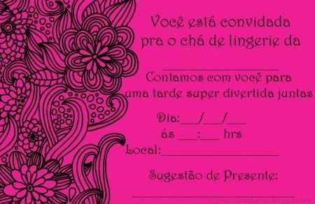 Convite de chá de lingerie