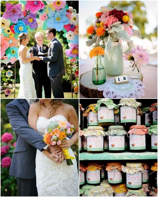 Flores de papel no casamento