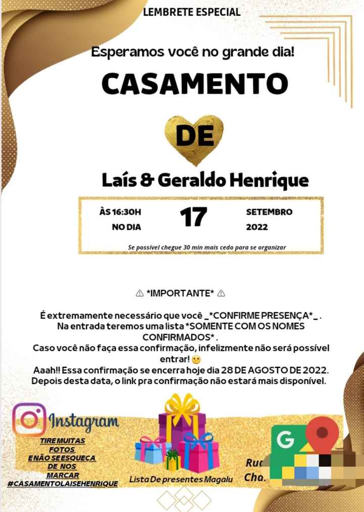 Mensagem para enviar junto com o convite online - 1