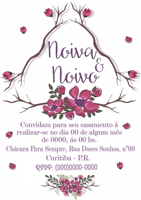 Convite que pode ser convertido para Save the Date, Noivado e Casamento