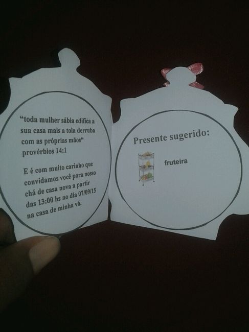 Vem ver minha manualidade meu convite do meu  chá de cozinha - 3