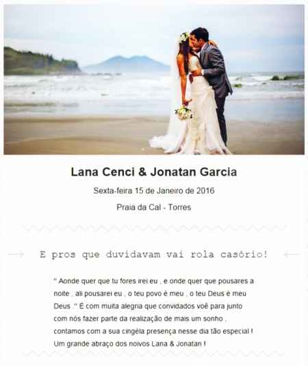Protótipo do convite de casamento
