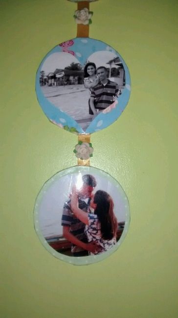 Móbile de fotos com cds velhos - 2