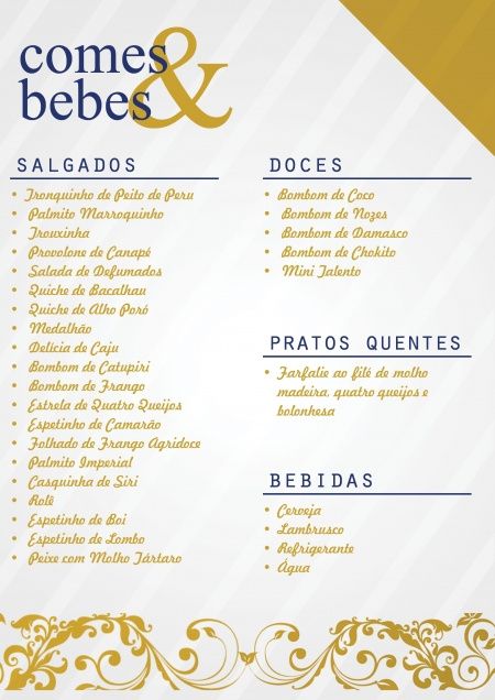 Cardapio casamento