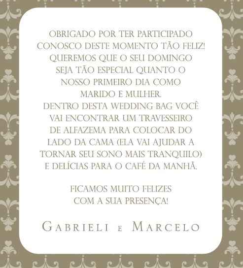 Mensagem que acompanhará a almofadinha