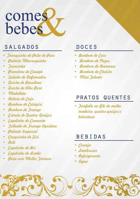 Cardapio casamento