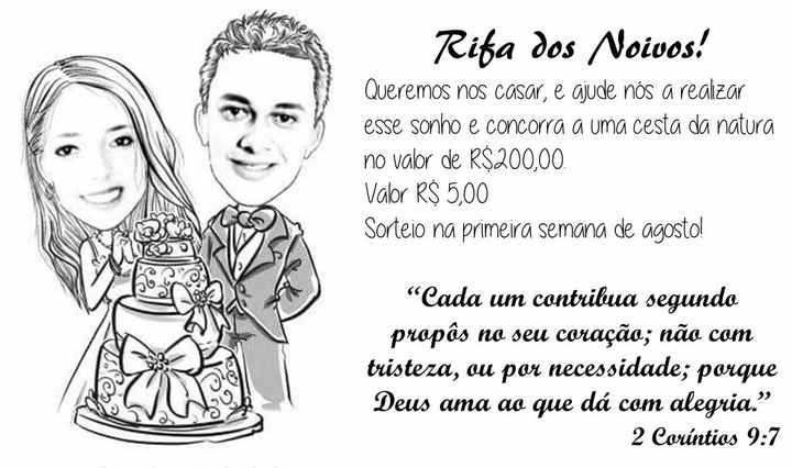 rifa  dos noivos