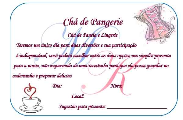 Convite chá de Pangerie diy