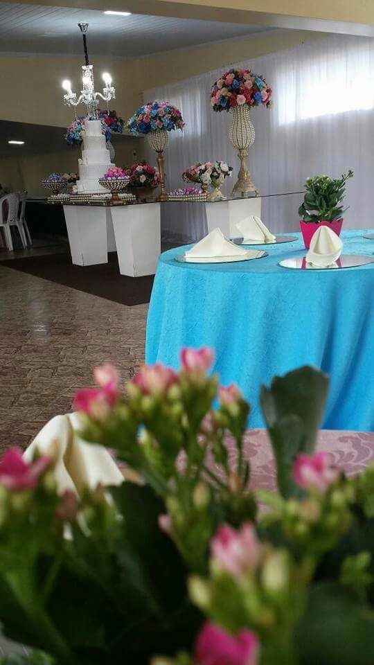 Decoração - Casamento #Azul#Rosa Mesas