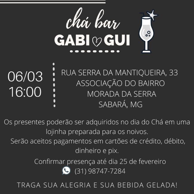 Convite chá bar - 1