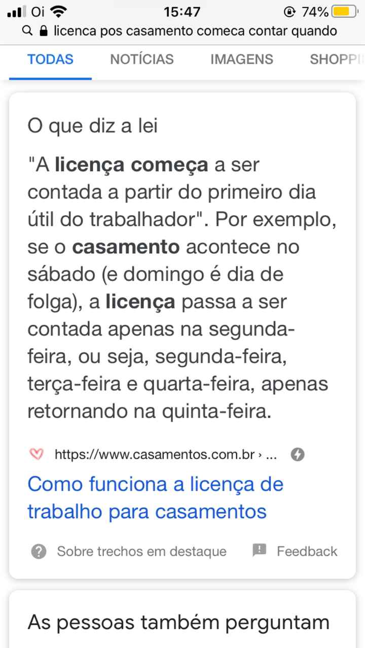 Licença pós casamento - 1